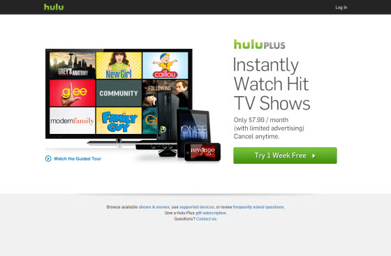Hulu Plus الصفحة الرئيسية خارج الولايات المتحدة مع Getflix