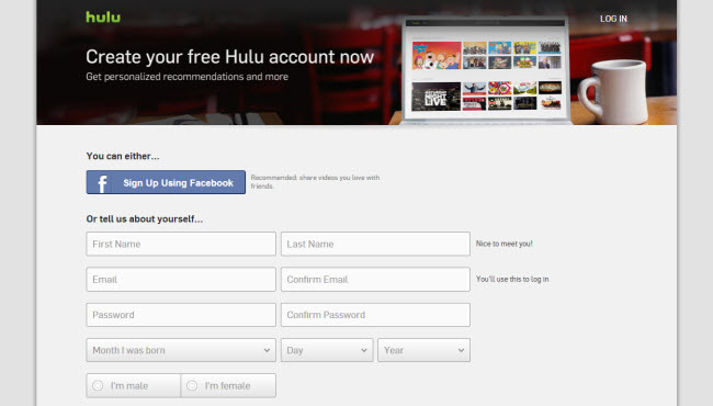Hulu Plus صفحة الاشتراك خارج الولايات المتحدة مع Getflix